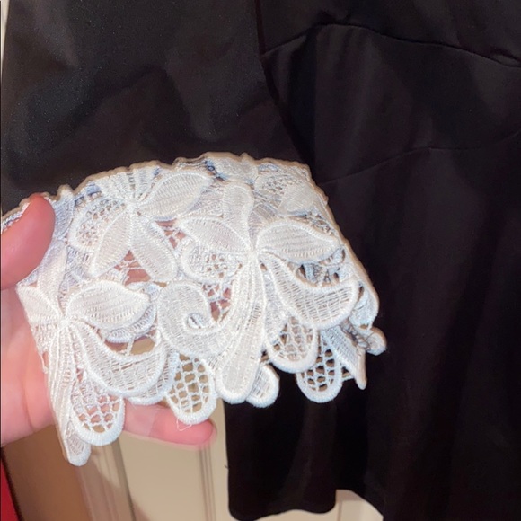 XL Black & White Dress with Floral Lace - Picture 3 of 3